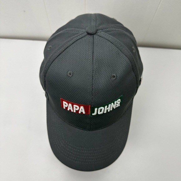 Papa Johns Pizza Hat Cap Gray Strapback Adjustable Embroidered Employee Workwear - Picture 8 of 12